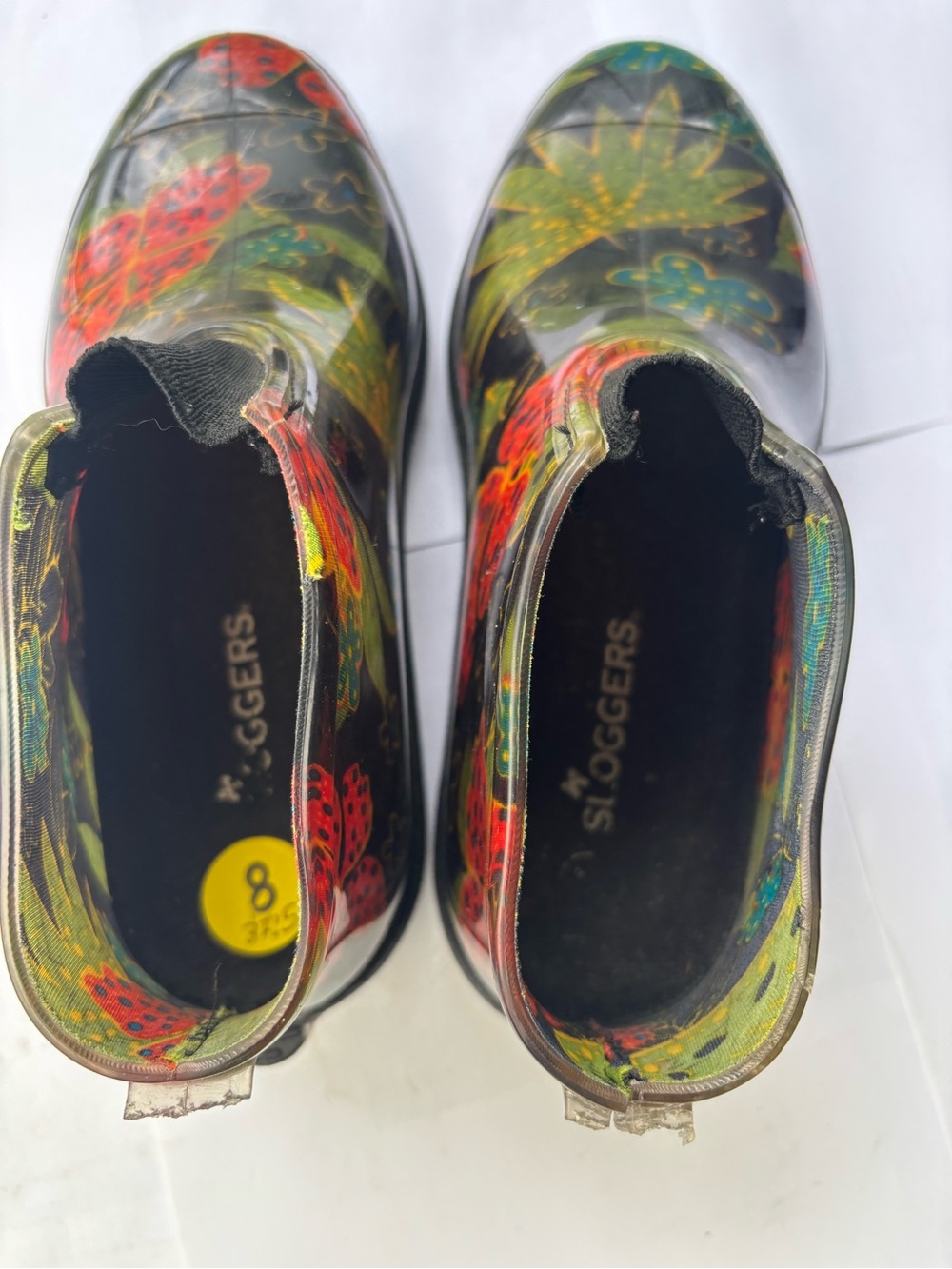 Sloggers Waterproof Ankle Boots Midsummer Black &Red Floral Womens 8 Rain Boots - Picture 6 of 13